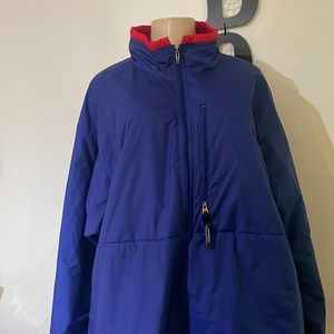 Adults 2X vintage Patagonia royal blue and red trim 1/4 zip puffy jacket.